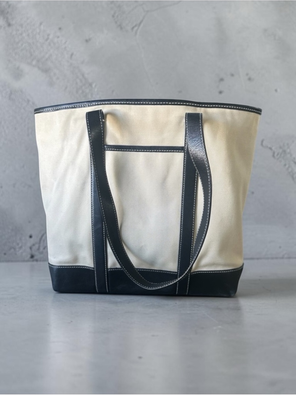 Coach Hampton Canvas & Leather Tote Creamy Beige & Black Vintage
